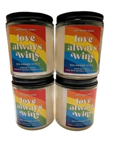 BATH & BODY WORKS PRIDE SUN WASHED CITRUS LOVE ALWAYS WINS CANDLE LOT X4 LGBTQ - Picture 1 of 3