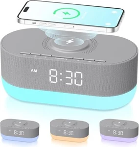 Bluetooth Speaker Alarm Clock Radio - Organize Your Bedside Space, Slate - Picture 1 of 7