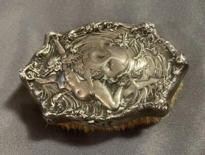 Antiguo cepillo de vestidor de doncella desnuda de plata esterlina período Art Nouveau B - Imagen 1 de 12