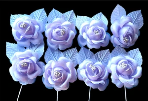 2.5" lavender Silk Single Rose Flowers - Pack of 8 - Picture 1 of 2