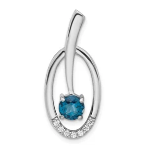 Sterling Silver Rhodium-plated London Blue Topaz and Cubic Zirconia Chain Slide - Picture 1 of 3