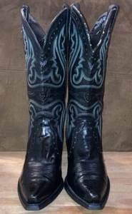 Ariat Cowboy Boots Heritage Western Pointed Toe Size 8B Green Thread Women's . - Picture 1 of 12