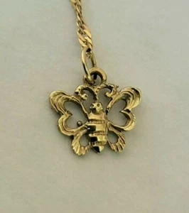 Real 10K Yellow Gold Butterfly Dangle Charm Adjustable Anklet Bracelet 8¾" / 10" - Picture 1 of 3