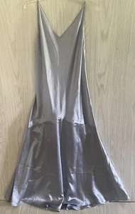 Vintage 90’s Victoria’s Secret Silky Silver Maxi Slip Dress Mermaid Style Sz M - Picture 1 of 14