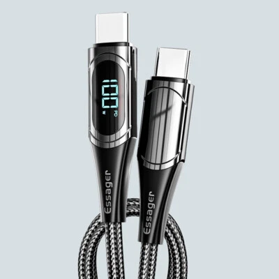 PD 100W USB C to USB C Cable Fast Charging Cord LED Display Type-C Charger~ ✔ - Image 1 of 4