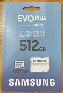 SAMSUNG EVO PLUS 512GB MicroSD SDXC Memory card 160MB/s A1 AU - Picture 1 of 2