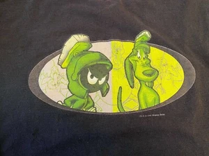VINTAGE LOONEY TUNES 1996 MARVIN THE MARTIAN & K9-9 DOG  LS BLACK SHIRT SZ L - Picture 1 of 7