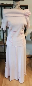De Colección Maureene Keene NYC Mujer’s Waffle Tejido Falda Camisa Conjunto Rosa Raro Traje L Nuevo con Etiquetas - Imagen 1 de 16