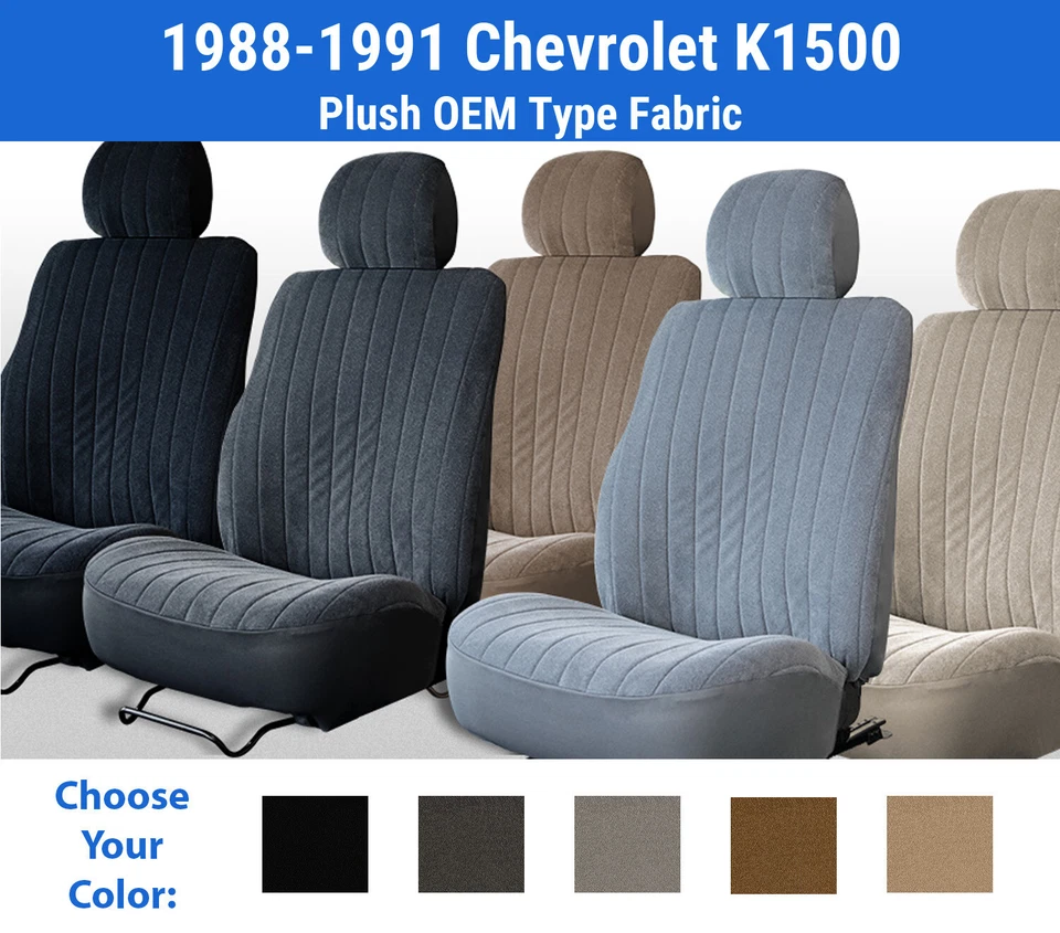 Fundas de asiento de terciopelo de felpa para Chevrolet K1500 1988-1991 Foto 1 de 4