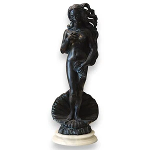 Venus By Botticelli Sculpture In Marble Bronze Effect And Alabaster Base H40Cm - Picture 1 of 6