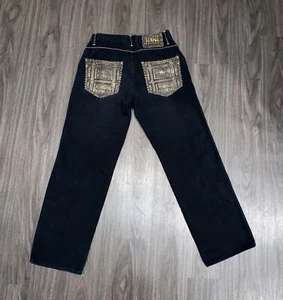 Karl Kani Hip Hop Jeans Herren 32X 32 Schwarz Gold Taschen Vintage Baggy Y2K Wide Leg - Bild 1 von 7