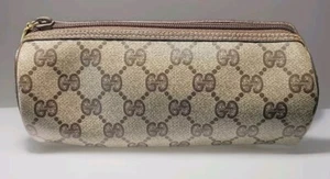GUCCI Vintage Small Cylinder Monogram Barrel Cosmetic Makeup Bag - Bild 1 von 9