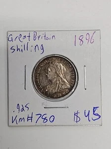 1896 Great Britain 1 Shilling .925 Silver KM#780 - Picture 1 of 3