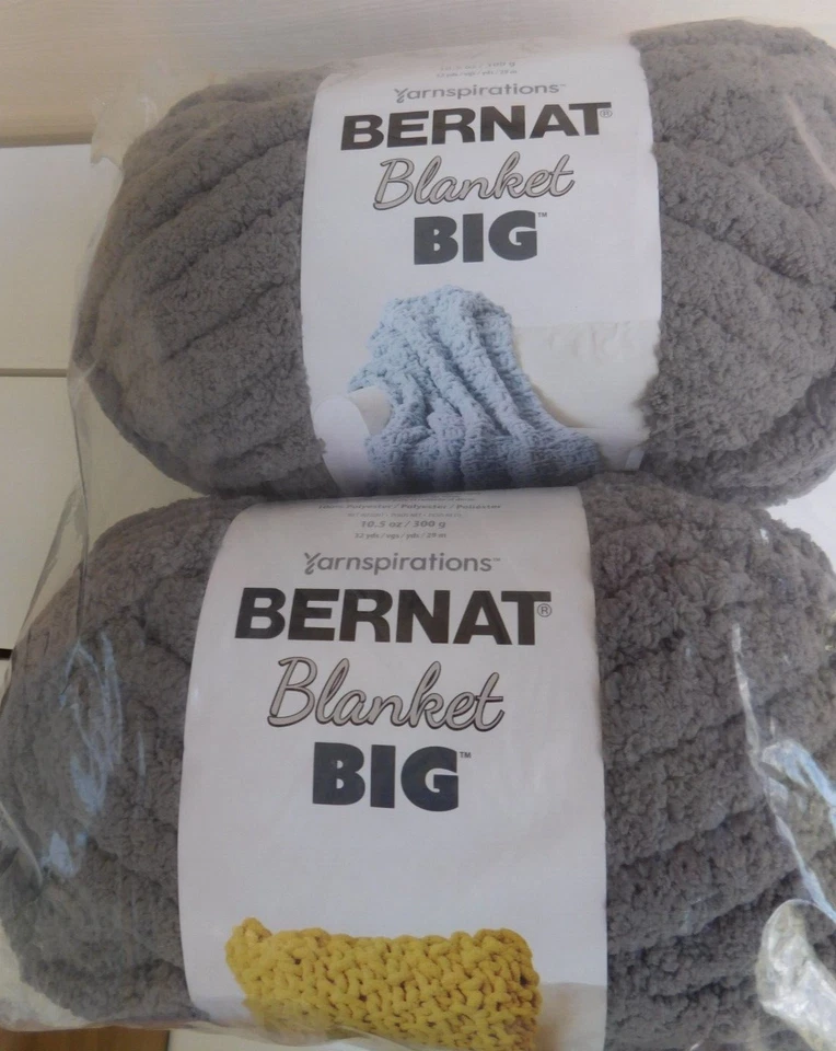 Bernat Big Blanket Yarn 32 Yards Gray 100 Polyester