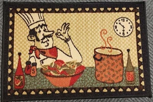 TEXTILE KITCHEN RUG (non skid)(20"x30") FAT CHEF COOKING, SIESTA, rectangle,OTTO - Picture 1 of 12
