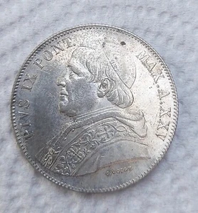 Stato Pontificio Moneta in Argento Pio IX 5 Lire 1870 A. XXV Splendido Esemplare - Foto 1 di 3