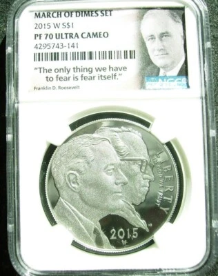 2015-W $1 Proof March of Dimes Commemorative Silver Dollar NGC PF70 Ultra Cameo - Image 1 of 2