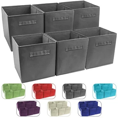 6 Foldable Storage Cube Basket Bin Cloth Baskets for Shelves, Cubby Organizers - Image 1 of 4