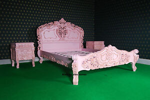 >3 piece BEDROOM SET < SK, KING or Double, Any color (no leaf) French ROCOCO bed