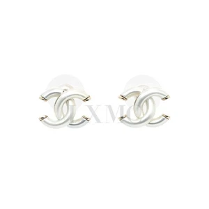 CHANEL CC Logo Ohrringe in Weiß-Silber-Gold 12345 136057902 - Bild 1 von 10