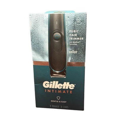 Gillette by Braun Intimate Gentle & Easy Pubic Hair Trimmer 1 Trimmer 3 Comb NEW - Image 1 of 4