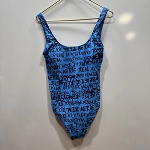 Aerie One Piece Swimsuit Blue All Over Print Print Women’s Large NWOT - Picture 1 of 5