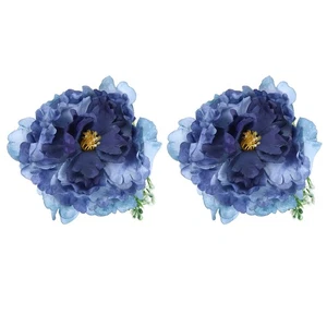 2 Pezzi Fascette per Tenda a Fiori Artificiali Peonia Porta Drappeggi Clip Blu - Foto 1 di 5
