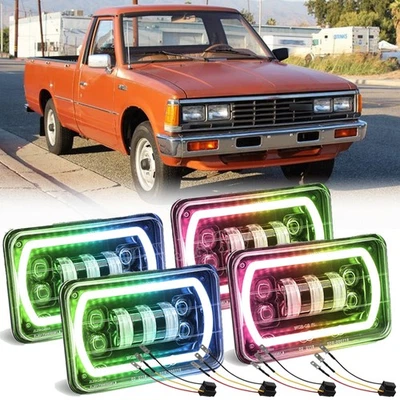 Комплект из 4 светодиодных фар дальнего/ближнего света для Nissan 720 1983-1986 4x6 дюймов RGB Halo H4 - Изображение 1 из 4