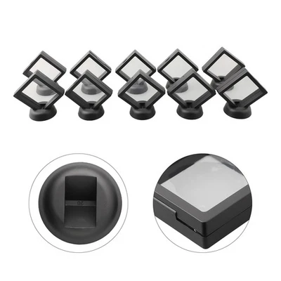 Holder Stand-5/10PCS 3D Floating Frame Box Clear Jewelry Ring Coin Display Case - Image 1 of 4