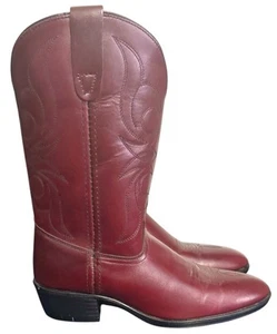 Embroidered Burgundy Maroon Red Leather Western Cowboy Boots 3004 Womens Size 5 - Picture 1 of 6