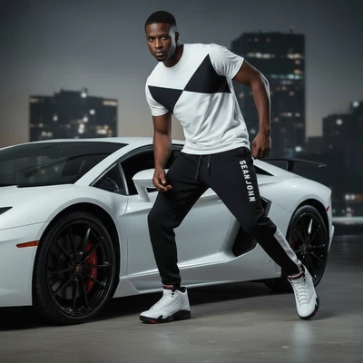 *SEAN JOHN* (NEGRO) •PANTALONES DEPORTIVOS JOGGER DE POLIÉSTER• (TALLA XB) Foto 1 de 3