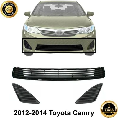 Front Bumper Lower Grille Textured & Fog Light Covers For 2012-2014 Toyota Camry Foto 1 de 4