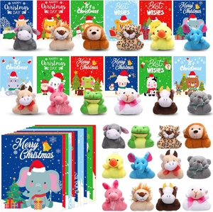 48 Mini Weihnachten Plüschtiere mit Karten Urlaub Geschenkset für Kinder Klassenzimmer Party - Bild 1 von 7