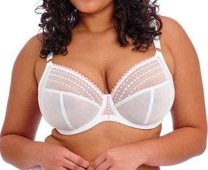 Elomi Matilda Bra White Pink Size 40JJ Plunge Side Support Racer Back 8900 New - Picture 1 of 12