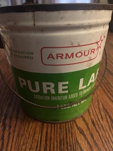 Vintage ARMOUR "Pure Lard" - Green & White Metal Pail W/Handle - 4 LBS - EMPTY - Picture 1 of 5