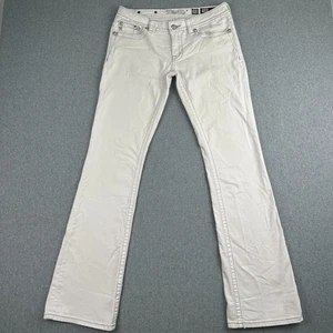 Miss Me Jeans Bootcut weiß Denim Blumen Low Rise 30x34 dicke Nähte silber - Bild 1 von 13