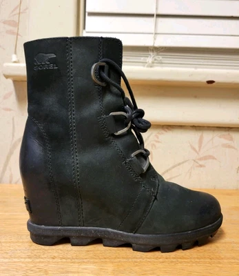 Botas de cuña Sorel Joan of Arctic II de cuero impermeables con cordones talla 8 Foto 1 de 4