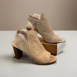Via Spiga Gaze perforierte hellbraune Damen-Bootie-Sandalen mit Absatz ─ Größe 10,5 M - Bild 1 von 15