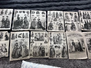 Antique 1880’s The Young Ladies Journal Fashion Pages Lot Of 12 London Art - Picture 1 of 9