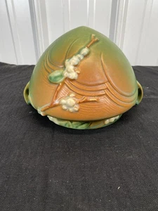 Maceta colgante vintage Roseville SNOWBERRY verde cesta colgante 6" de alto - Imagen 1 de 7