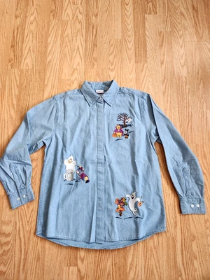 Camisa de vestir vaquera bordada de Halloween Disney Pooh Tigger Piiglet Eeyore talla S nueva Foto 1 de 4
