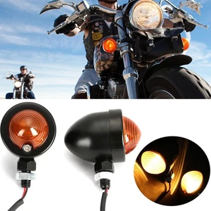 Pair Retro Bullet Turn Signals Lights For Harley Touring Road King Street Glide - Picture 1 of 12