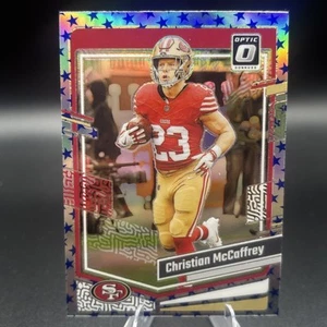 Christian McCaffrey #169 Blue Stars Emoji Prizm 2023 Donruss Optic - Picture 1 of 2
