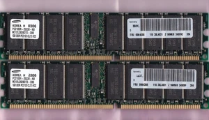 2GB 2x1GB PC-2100R DDR-266 ECC REG SAMSUNG M312L2828DT0-CB0 IBM 38L4031 RAM KIT - Picture 1 of 2