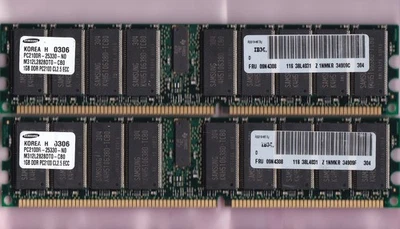 2GB 2x1GB PC-2100R DDR-266 ECC REG SAMSUNG M312L2828DT0-CB0 IBM 38L4031 RAM KIT - Image 1 of 2