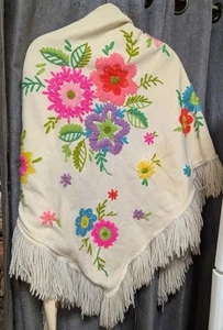 Vintage Mod Hippie Schal Flower Power 60er 70er Jahre - Bild 1 von 16