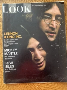 Look Magazine March 18 1969 John Lennon & Yoko Ono Mickey Mantle VINTAGE (VTG) - Picture 1 of 3