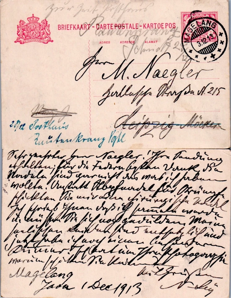 НИДЕРЛАНД ИНДИ ПОЧТОВЫЕ КАНЦЕЛЯРСКИЕ ТОВАРЫ 1913 MAGELANG (A19/1) - Изображение 1 из 1