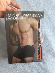 Emporio Armani Mens 3 Pack Boxer Trunks L Black /grey/navy cotton Shorts - Picture 1 of 11