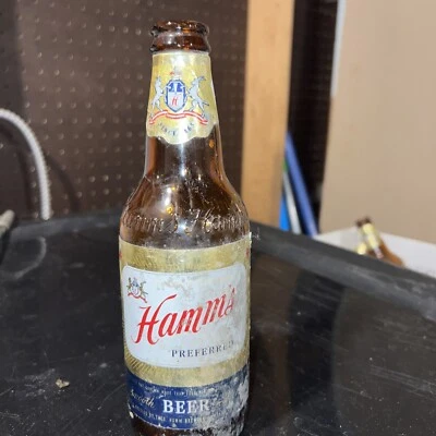 Botella de cerveza Hamm's vintage vacía marrón 12 oz 1951 Duraglas Foto 1 de 4